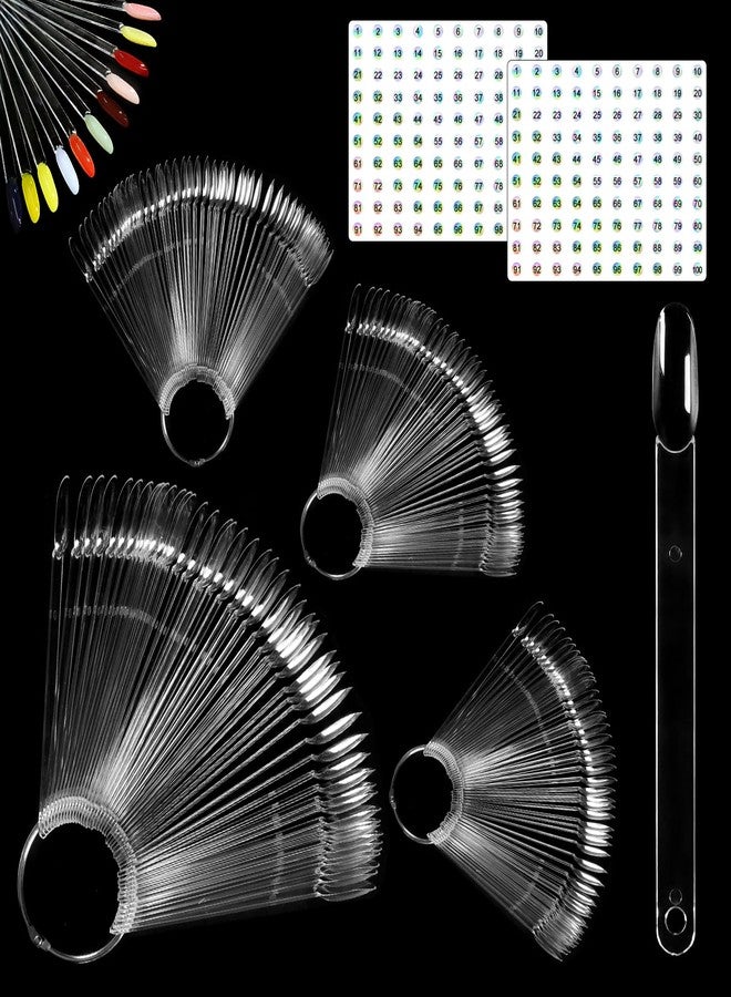 Allstarry 200 Pcs Clear Nail Swatch Sticks with Ring and Numbered Tips Roundhead Shaped Nail Art Polish Display Tips, False Nail Sample Sticks, Sacks of Transparent Nail Practice-Tips for Manicure - Image 1